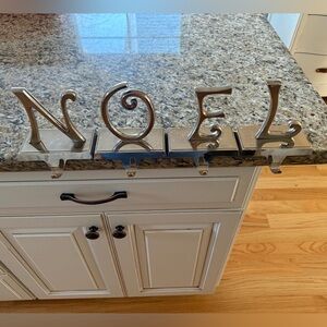 Pottery Barn Stocking Holder NOEL set of 4 Silver Plate Christmas Hanger